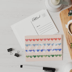 Liefde Waterverf Retro Hearts zeggen Hallo Briefka Briefkaart