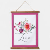 Liefde waterverf rode florale hangend wandkleed (Voorkant)