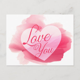 Liefde Waterverf Roze En Rode Hart Briefkaart
