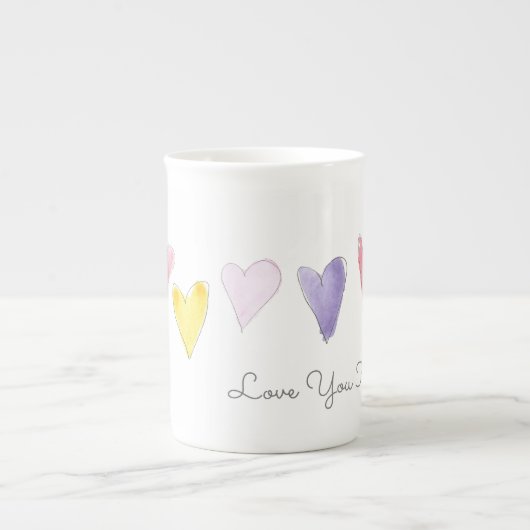 Liefde Waterverf Sweet Hearts Valentijn Porselein Kop (Voorkant)