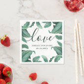 Liefde. Waterverf tropische grienerscript bruiloft Servet (Insitu)