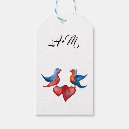 Liefde, Waterverf Vogels Custom Gift Labels Cadeaulabel (Voorkant)