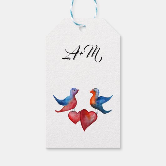 Liefde, Waterverf Vogels Custom Gift Labels Cadeaulabel (Achterkant)