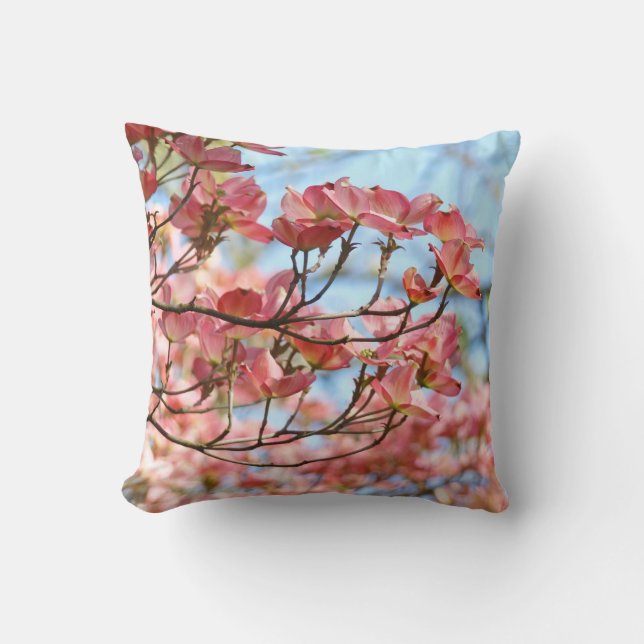 Liefde Weddenschap Kussens Roze Dogwood Blue Sky (Voorkant)