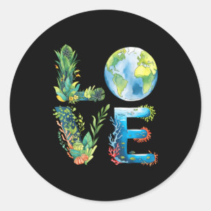 Liefde wereld aarddag 2026 milieu dier boom ronde sticker