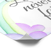 Liefde werkt nooit bij Waterverf regenboogwandafdr Poster (Hoek)