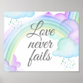 Liefde werkt nooit bij Waterverf regenboogwandafdr Poster (Voorkant)