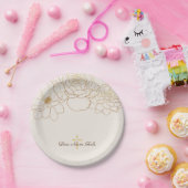 Liefde werkt nooit met Gold Flower & Cross Paper-B Papieren Bordje (Feest)