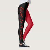 Liefde werkwoord workout quote zwarte rode legging (Rechts)