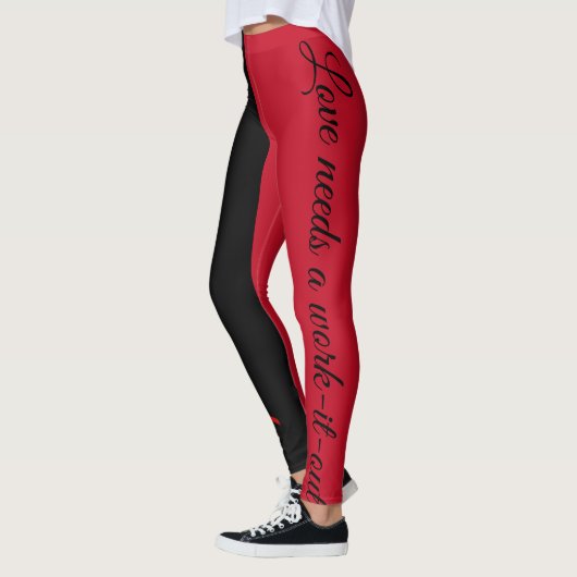 Liefde werkwoord workout quote zwarte rode legging (Links)