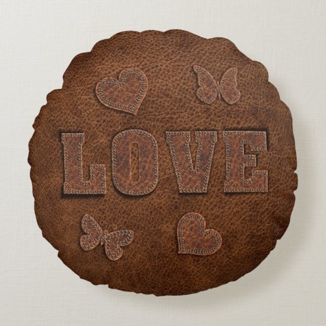 Liefde Westerne Stijl Rond Kussen (Voorkant)