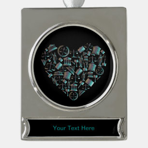 Liefde wet - Minimalistisch Lunar Green Heart Verzilverd Banner Ornament