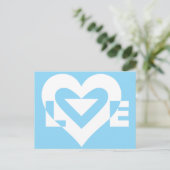 Liefde White op blauw Briefkaart (Staand voorkant)