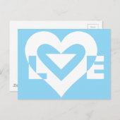 Liefde White op blauw Briefkaart (Voorkant / Achterkant)