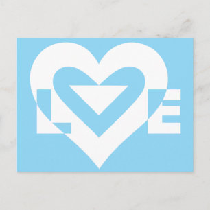 Liefde White op blauw Briefkaart
