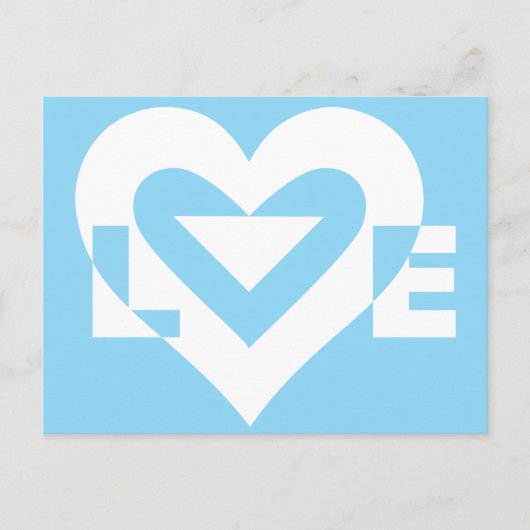 Liefde White op blauw Briefkaart (Voorkant)