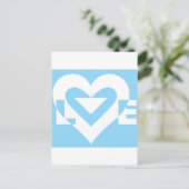Liefde White op blauw Briefkaart (Staand voorkant)