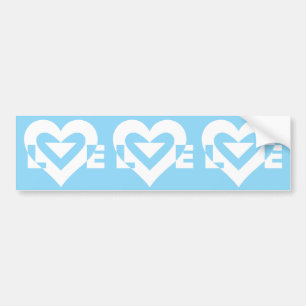 Liefde White op blauw Bumpersticker