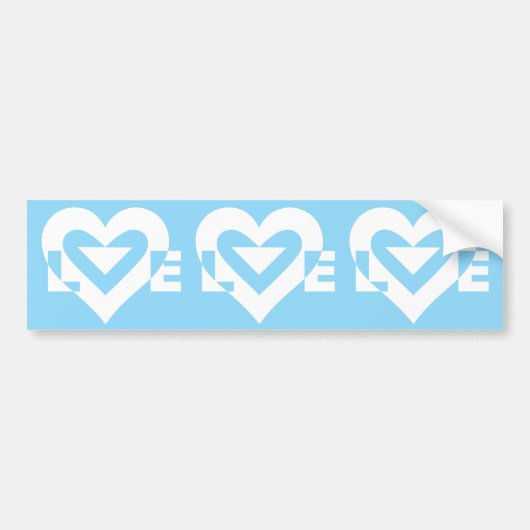 Liefde White op blauw Bumpersticker (Voorkant)