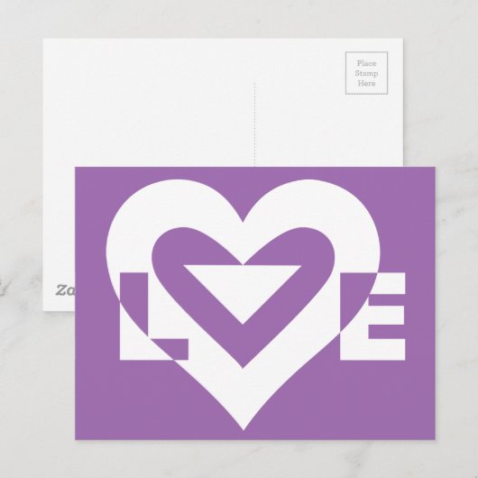 Liefde White op Paars Briefkaart (Voorkant / Achterkant)
