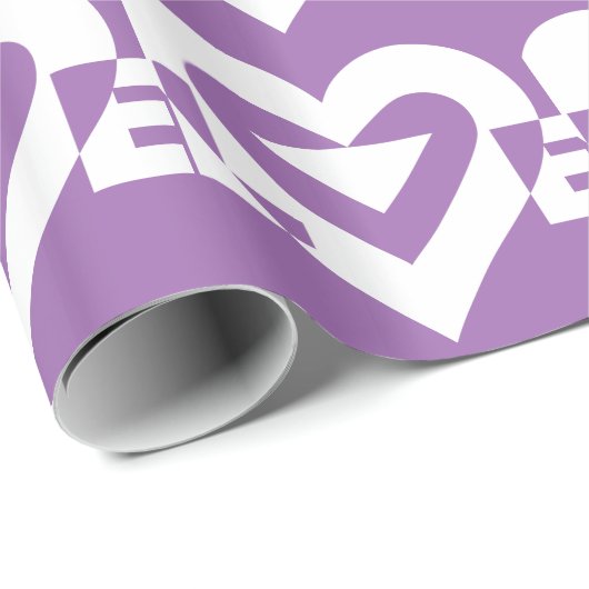 Liefde White op Paars Cadeaupapier (Rol Hoek)