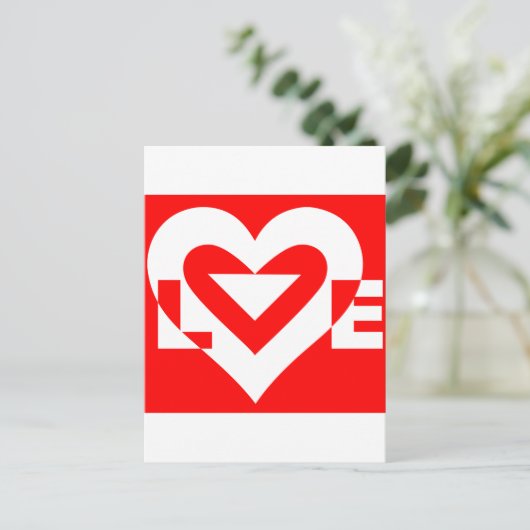 Liefde White op rood Briefkaart (Staand voorkant)