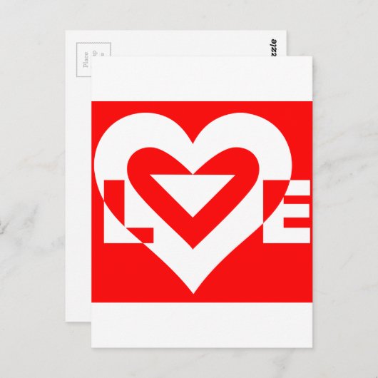 Liefde White op rood Briefkaart (Voorkant / Achterkant)