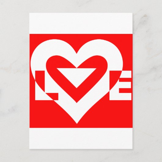 Liefde White op rood Briefkaart (Voorkant)