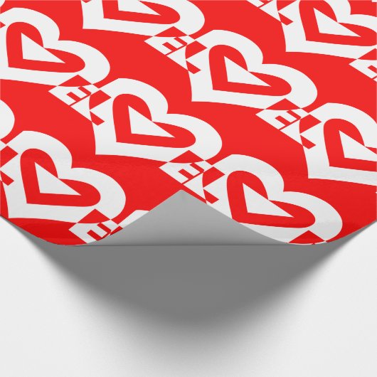 Liefde White op rood Cadeaupapier (Hoek)