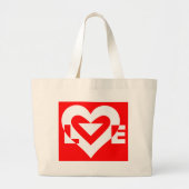Liefde White op rood Grote Tote Bag (Voorkant)