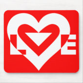 Liefde White op rood Muismat (Voorkant)