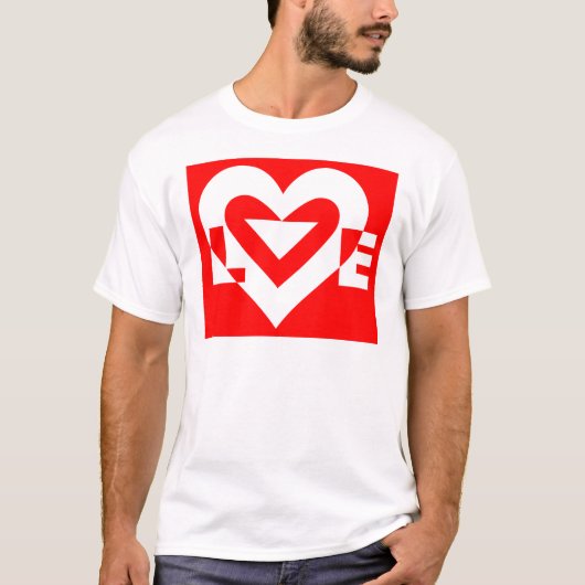 Liefde White op rood T-shirt (Voorkant)
