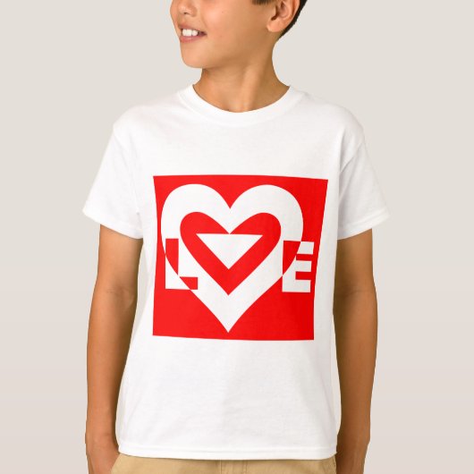 Liefde White op rood T-shirt (Voorkant)