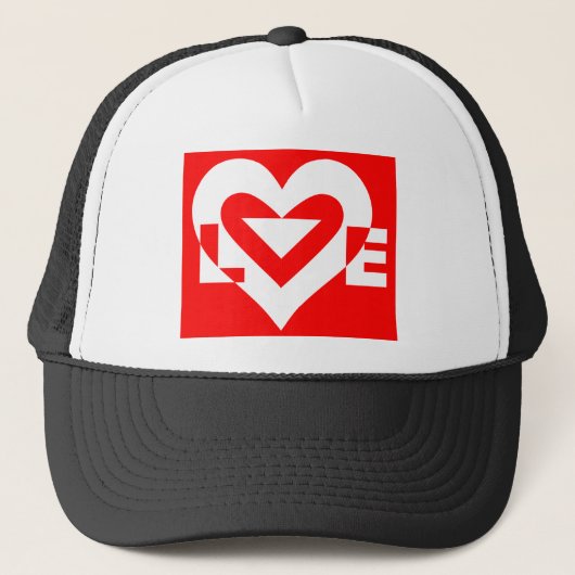 Liefde White op rood Trucker Pet (Voorkant)
