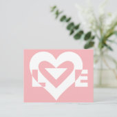 Liefde White op roze Briefkaart (Staand voorkant)