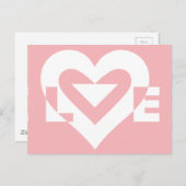 Liefde White op roze Briefkaart (Voorkant / Achterkant)