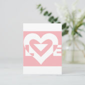 Liefde White op roze Briefkaart (Staand voorkant)