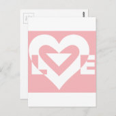 Liefde White op roze Briefkaart (Voorkant / Achterkant)