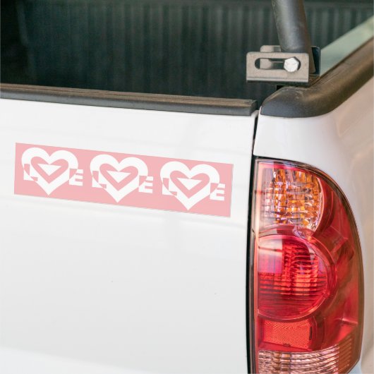 Liefde White op roze Bumpersticker (Op Truck)