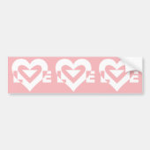 Liefde White op roze Bumpersticker (Voorkant)
