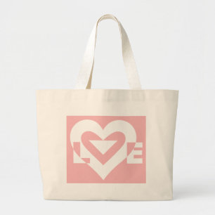 Liefde White op roze Grote Tote Bag