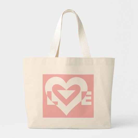 Liefde White op roze Grote Tote Bag (Voorkant)