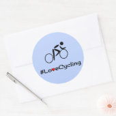 Liefde wielrendopje blauw ronde sticker (Envelop)