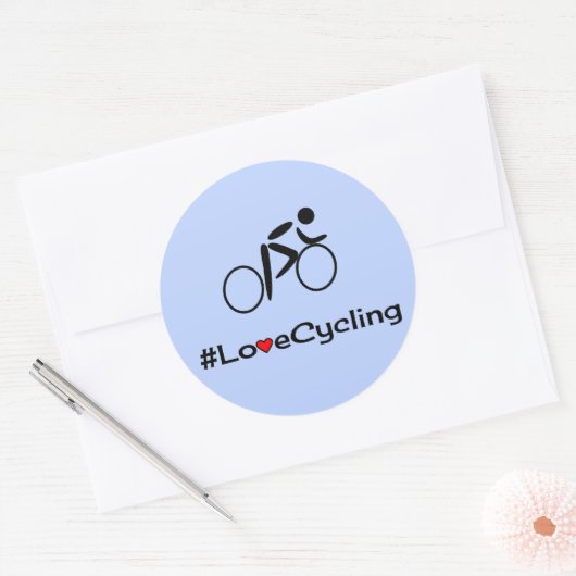 Liefde wielrendopje blauw ronde sticker (Envelop)