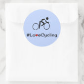 Liefde wielrendopje blauw ronde sticker (Tas)