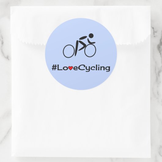 Liefde wielrendopje blauw ronde sticker (Tas)