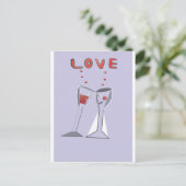 Liefde wijnglazen briefkaart (Staand voorkant)