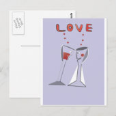 Liefde wijnglazen briefkaart (Voorkant / Achterkant)