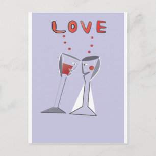 Liefde wijnglazen briefkaart