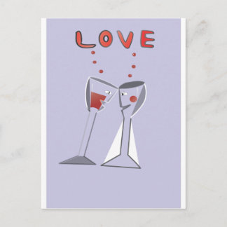 Liefde wijnglazen briefkaart